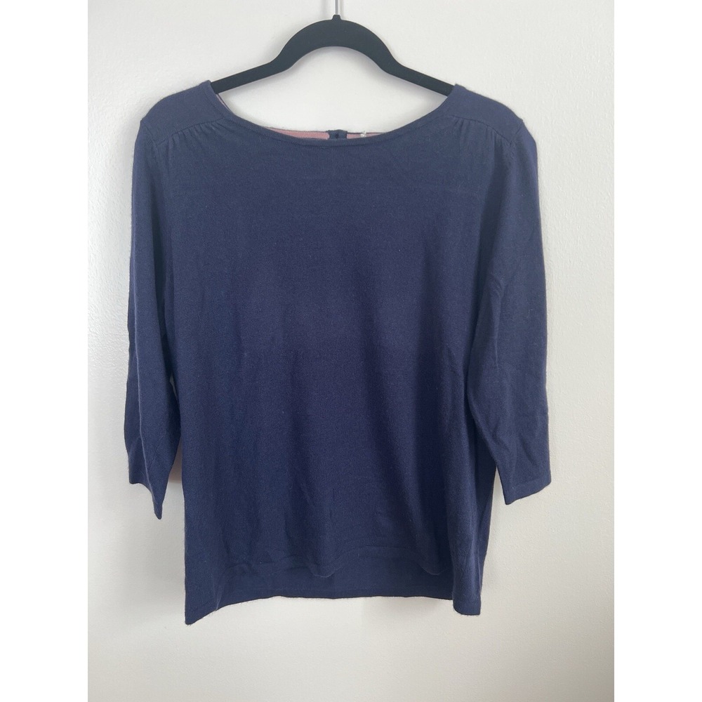 Boden Women's Navy Blue Wool Blend Sweater 12 Medium 3/4 Sleeve Casual‎ Nautical